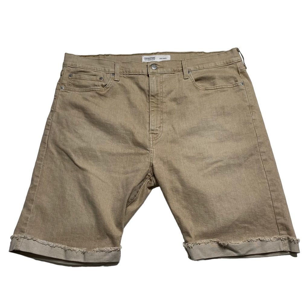 Signature by Levi Strauss Tan Slim Cuffed Denim Shorts Sz 38